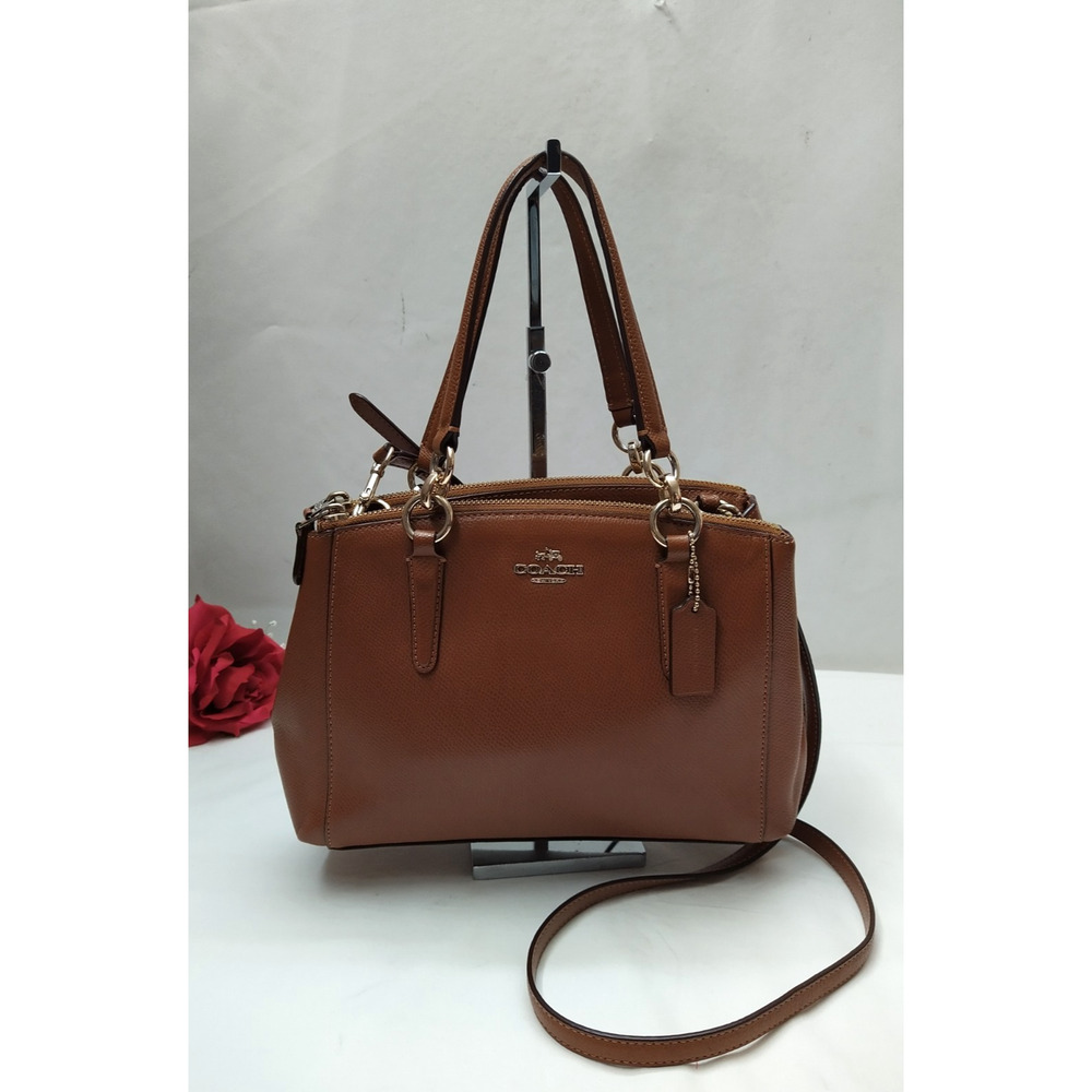 Coach Christie Mini Brown Pebbled Leather Carryall Satchel Bag